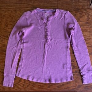 L.L. Bean Waffle-knit Long Sleeve Henley XXS Regular Purple